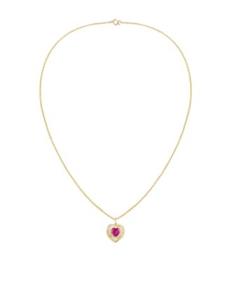 Lab-Grown Ruby (1.1 ct. t.w.) and White Sapphire (0.03) Heart Pendant Necklace in 14k Gold Over Sterling Silver (Also Available in Amethyst)