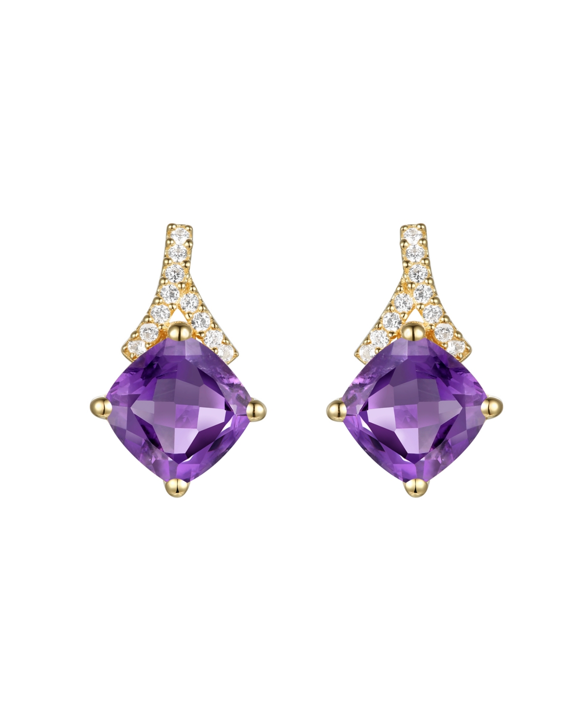 Macy's 2-Pc. Amethyst (3.2 ct. t.w.) and Lab-Grown White Sapphire (0.18 Earrings Pendant Set 14k Gold Over Sterling Silver (Also Avai