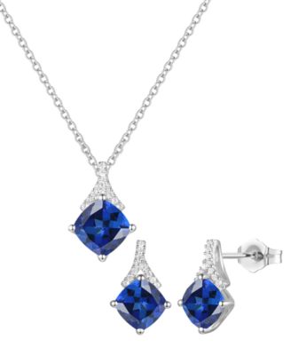 2-Pc. Amethyst (3.2 ct. t.w.) and Lab-Grown White Sapphire (0.18 ct. t.w.) Earrings and Pendant Set in 14k Gold Over Sterling Silver (Also Available in Other Gemstones)