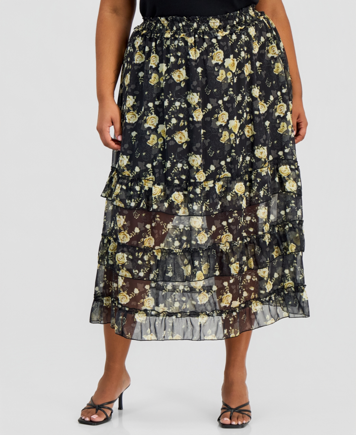 And Now This Trendy Plus Chiffon Midi Skirt, Macy's Exclusive