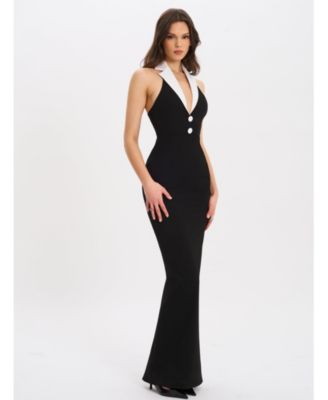 Women's Raelyn Black and White Business Casual Maxi Dress