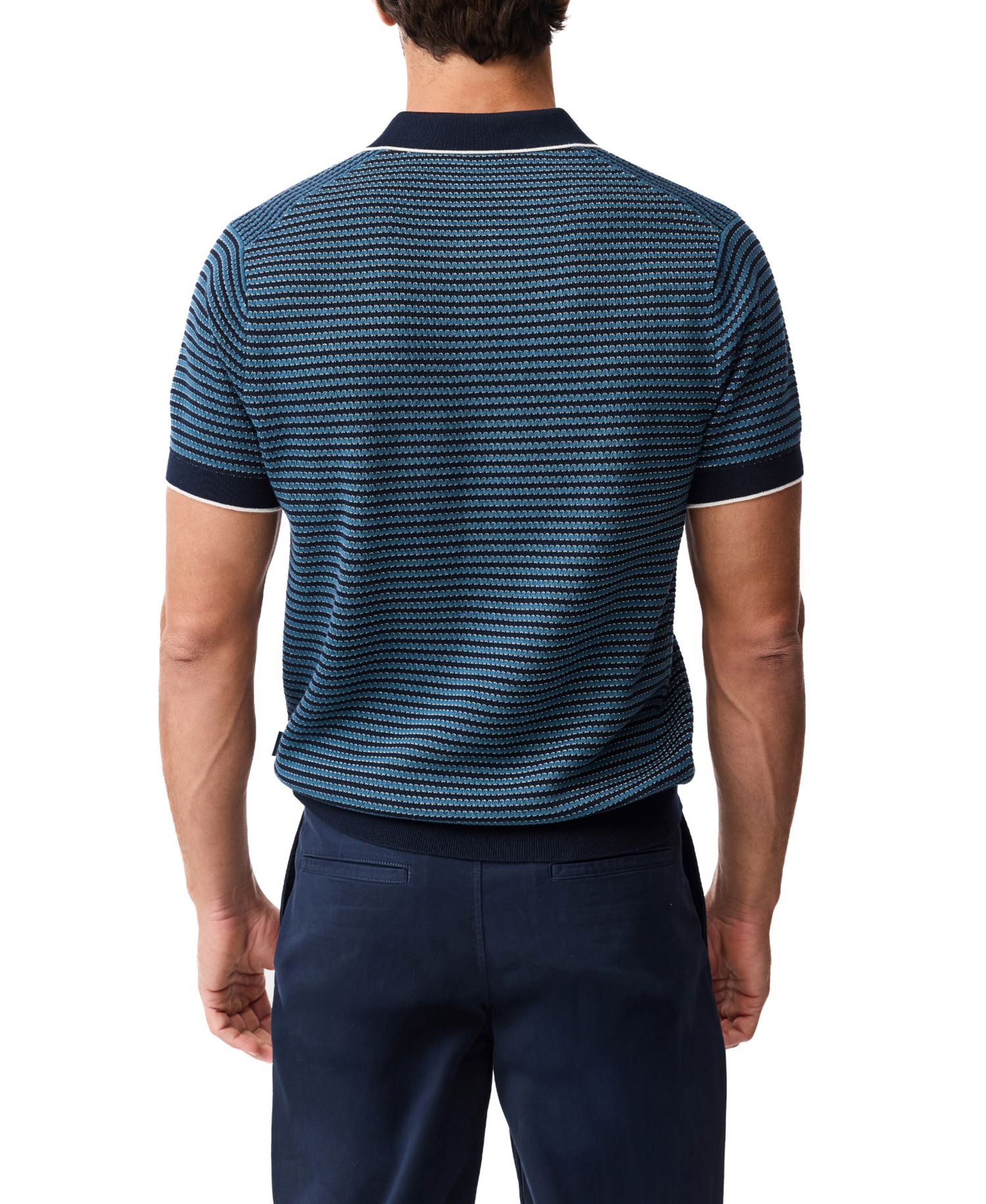 Rodd Gunn Men's Oyster Island Cotton Striped Knit Polo Shirt