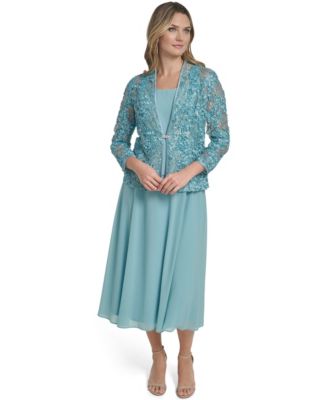 Women's 3/4-Sleeve Jacket with Crewneck Dress