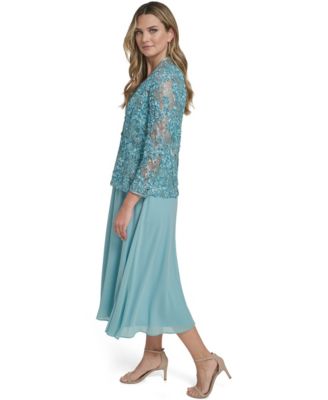 Women's 3/4-Sleeve Jacket with Crewneck Dress