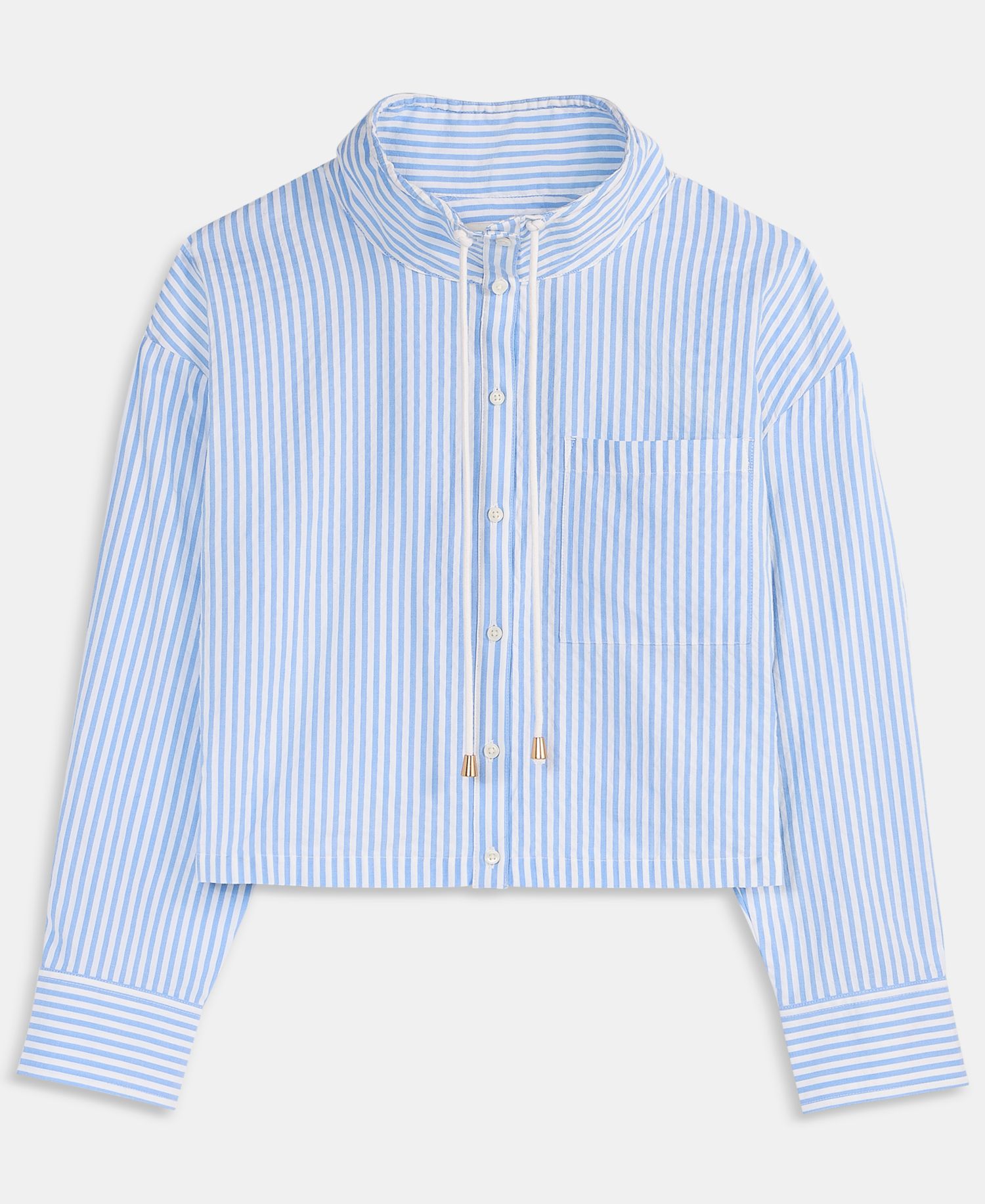 Women's Cropped Drawstring Button-Front Shirt