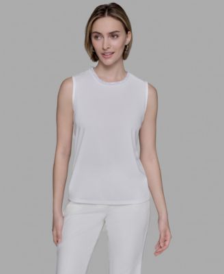 Women's Bead-Trim Sleeveless Top
