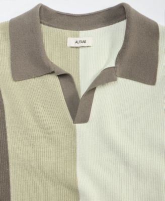 Men's Cotton Colorblocked Johnny Collar Sweater
