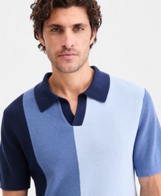 Men's Cotton Colorblocked Johnny Collar Sweater
