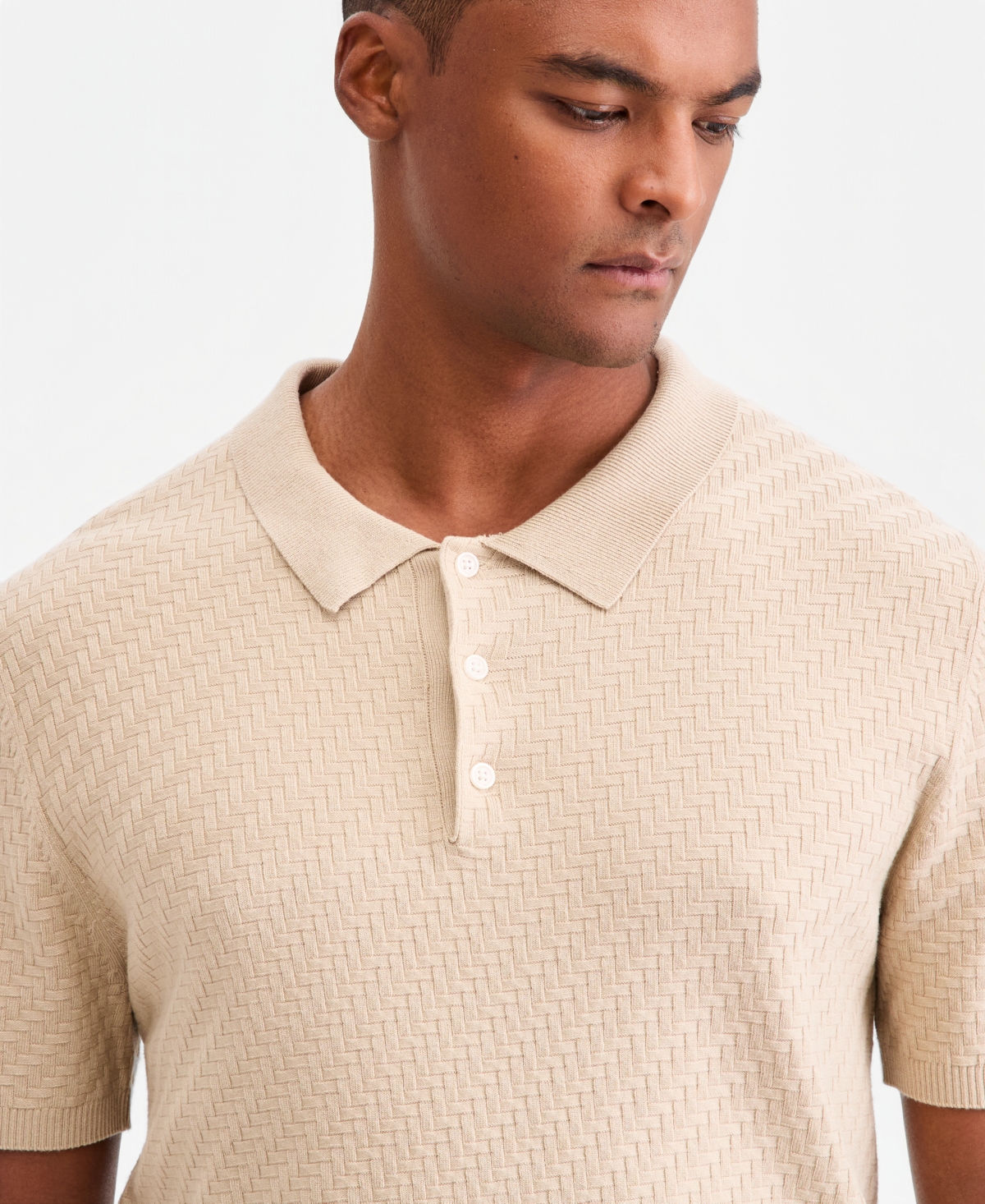 Alfani Men's Basketweave Short-Sleeve Polo Sweater, Macy's Exclusive