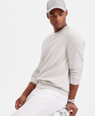 Men's Cotton Textured Crewneck Long-Sleeve Sweater