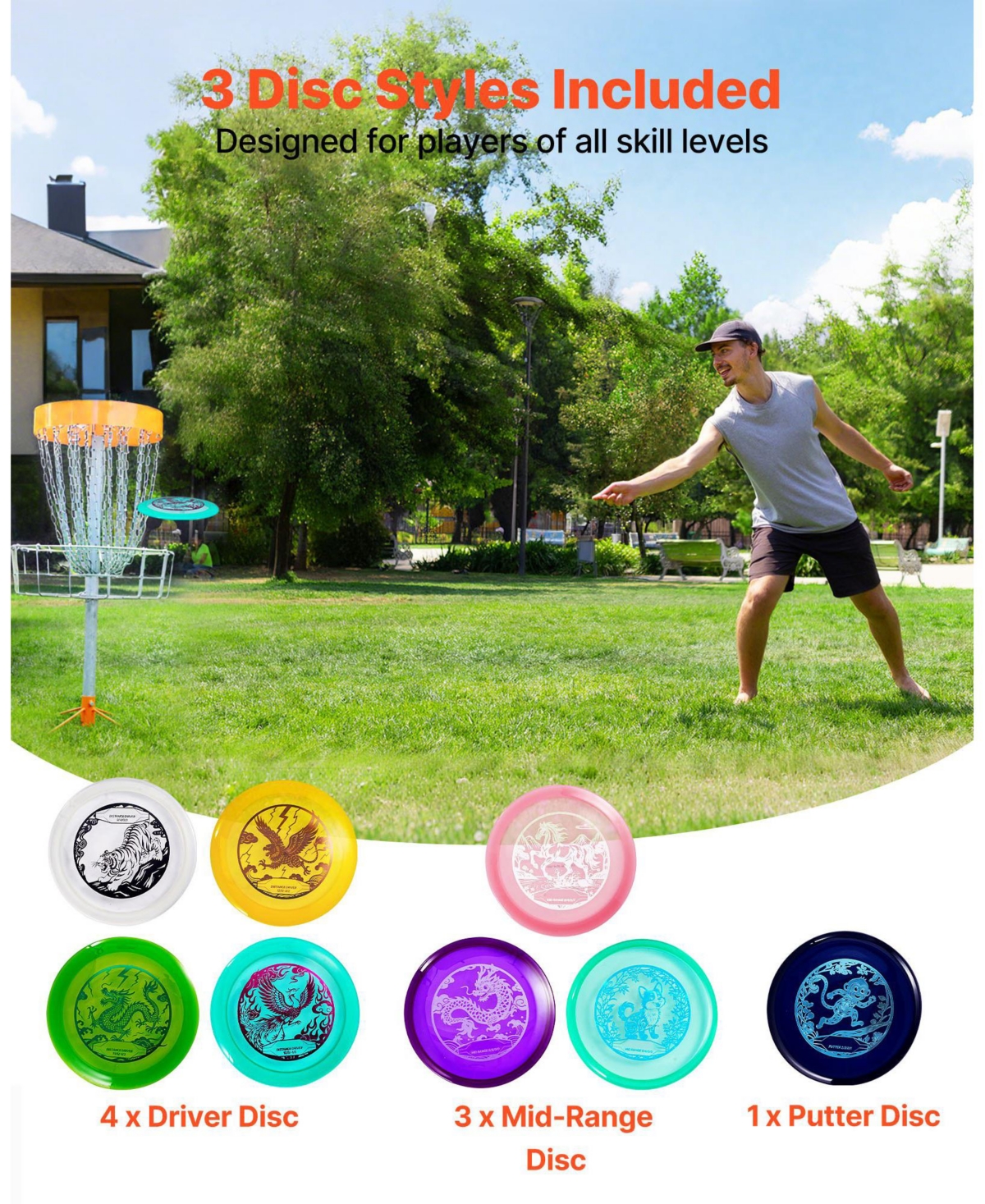 Sugift Disc Golf Set 8-Pack Starter Discs with Putter Mid-Range Driver Pdga Approved