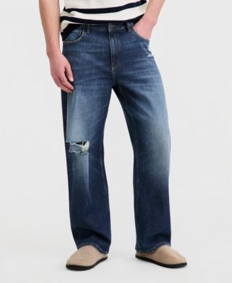 Men's Shark Faded Ripped Baggy Jeans