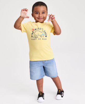 Boys' Toddler 12M-5T Dino-Mite Crew T-Shirt & Knit Denim Shorts