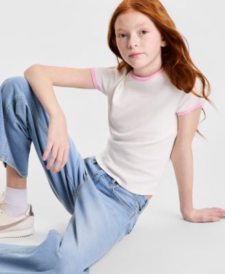 Girls' XS-XL Ribbed Baby Tee