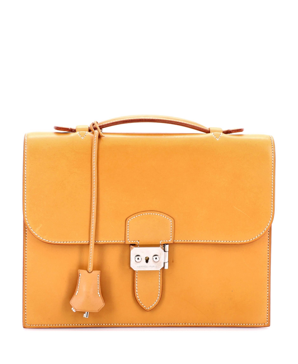 Pre-Owned HERMES 27 Sac a Depeches Bag Vache Natural