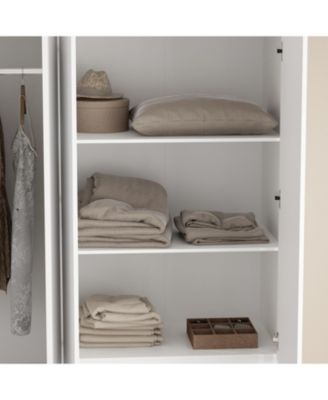 Large Wardrobe With 6-Door 2-Drawer，Bedroom Closet, Armoire, White