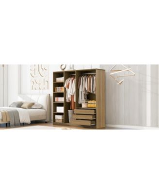 Modern Open Wardrobe with Drawers & Shelves