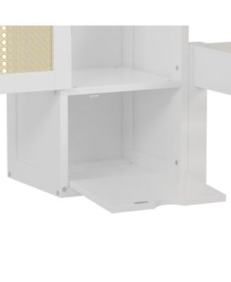 Wooden Platform Bed with Storage Lockers, Drawer, Shelf