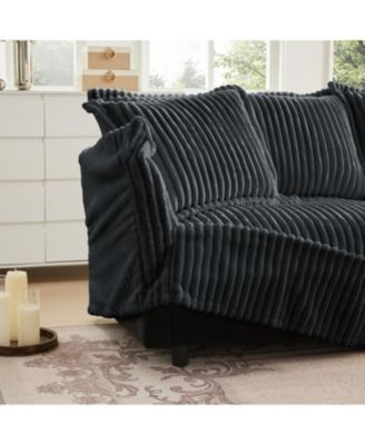 Gray Corduroy Slipcovered 2-Seat Sofa