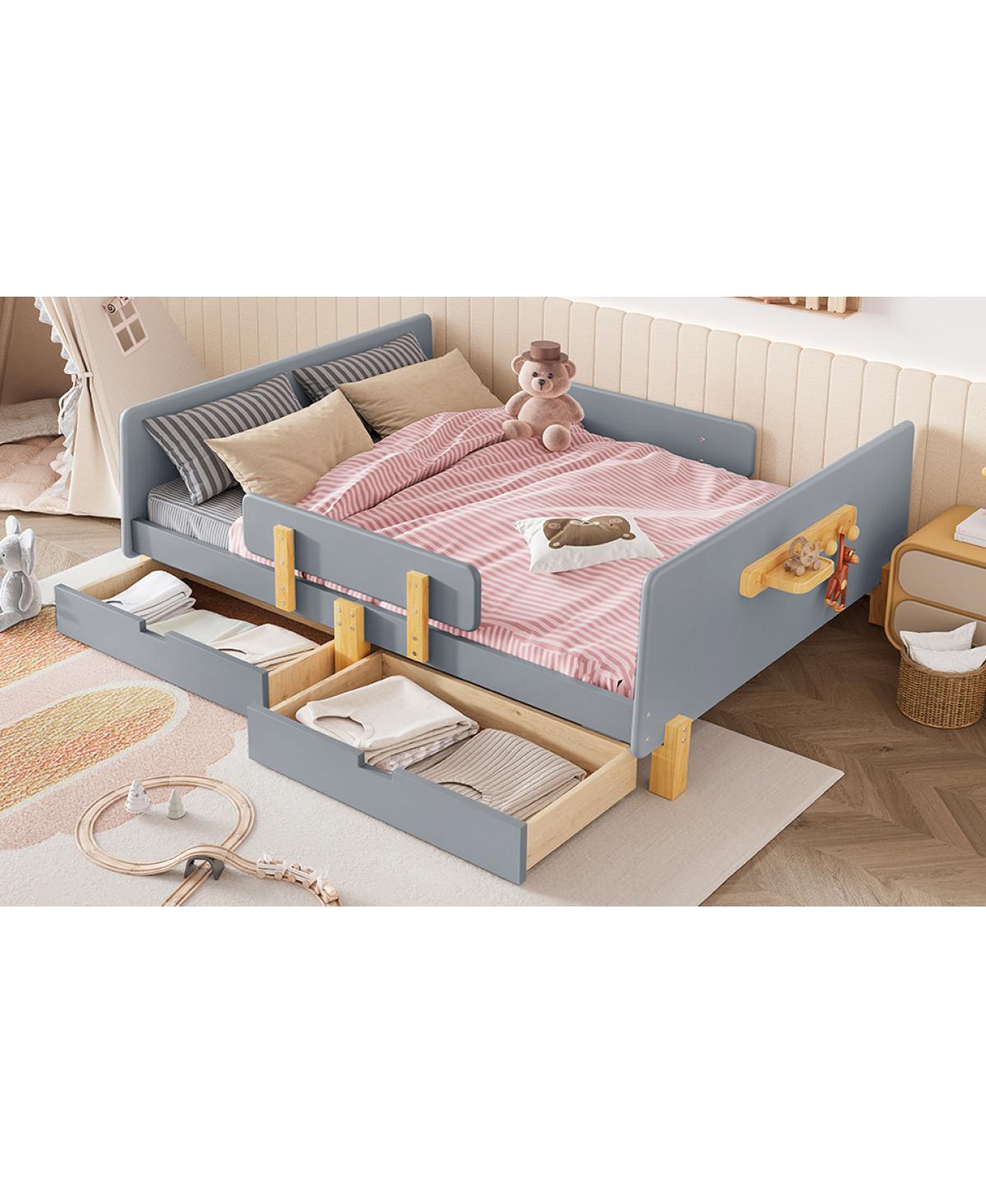Streamdale Furniture Full Size Platform Bed with Storage, Solid Wood Frame, No Box Spring Needed