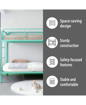 Metal Twin Over Twin Bunk Bed with 2 Ladders & Guardrail, Easy Assemble