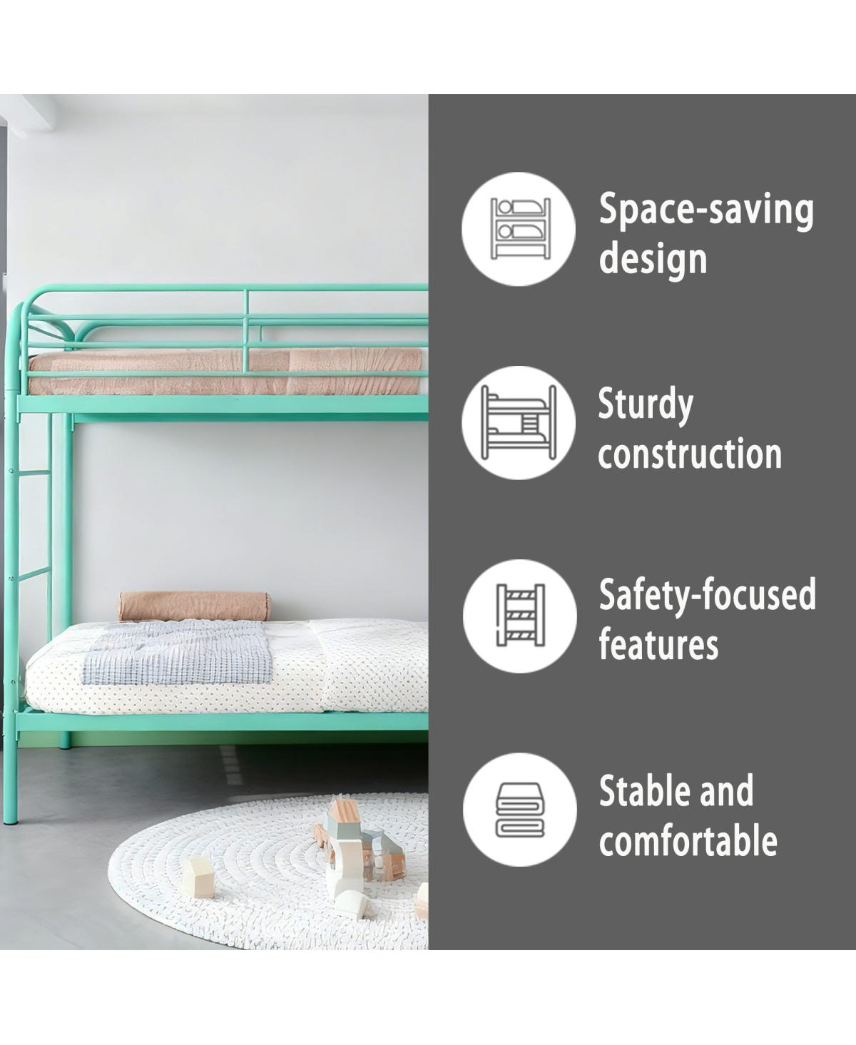 Streamdale Furniture Metal Twin Over Twin Bunk Bed with 2 Ladders & Guardrail, Easy Assemble