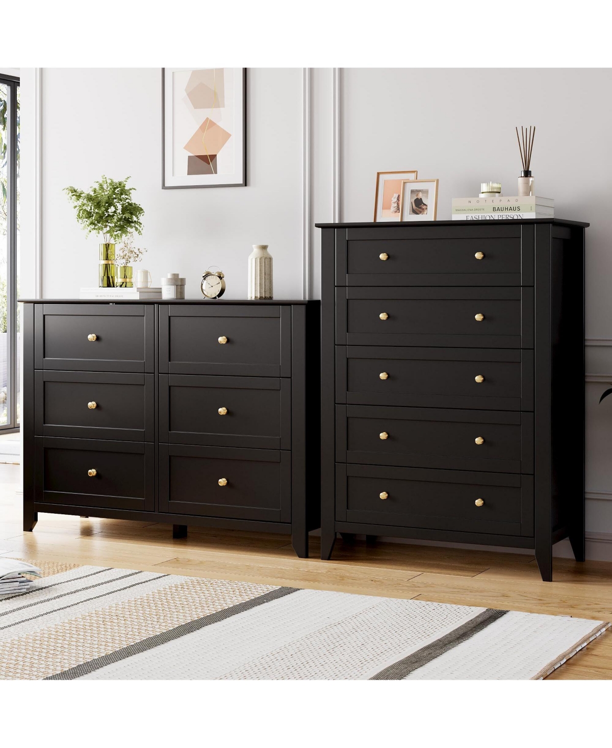 Gaomon 5 Drawer Dresser, Wooden Chest of Drawers for Office