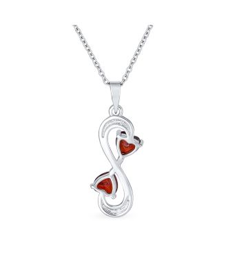 Romantic Red Infinity Heart Necklace and CZ Multi-Heart Bracelet Jewelry Set Sterling Silver