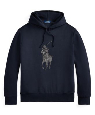 Men's Leather-Pony Double-Knit Hoodie