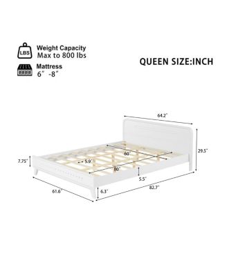 Solid Pine Wood Queen Bed Frame with Timeless Design