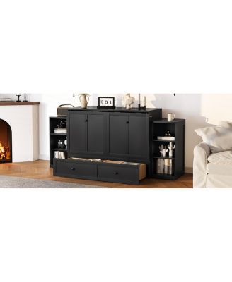 Full size Murphy bed with storage drawers & shelves