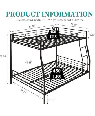 Heavy Duty Full Over Queen Bunk Bed Frame