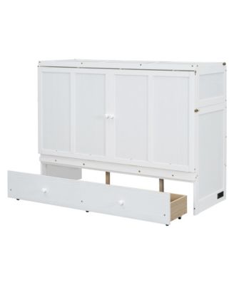 Queen Size Murphy Bed with USB Port and a Large Drawer