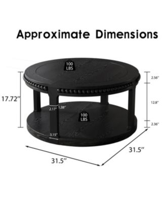 31.5" Round Wood Coffee Table - 2-Tier Rustic Shelf