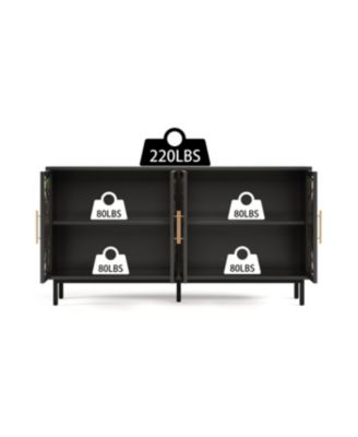 Streamdale Decorative 4-door cabinet with painted glass and metal frame