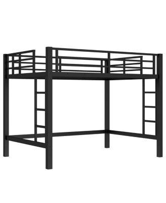 Full Size Metal Loft Bed with Ladder and Guardrails