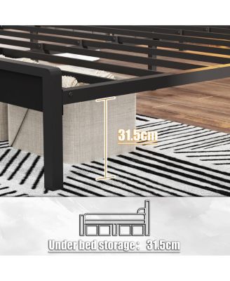 Full Size Metal Platform Bed Frame w/ USB, LED Lights, No Box Spring