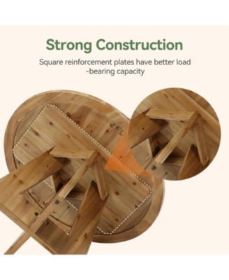 Solid Wood Round Dining Table, 47" Farmhouse Kitchen Table for 4-6, Wooden Circle Dinner Table 