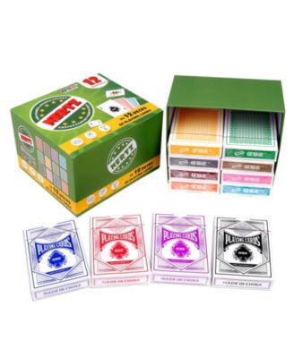 12-Deck Nertz Card Game Set, Multi-colored Playing Cards for Poker, Blackjack, Rummy, Go Fish, Bridge