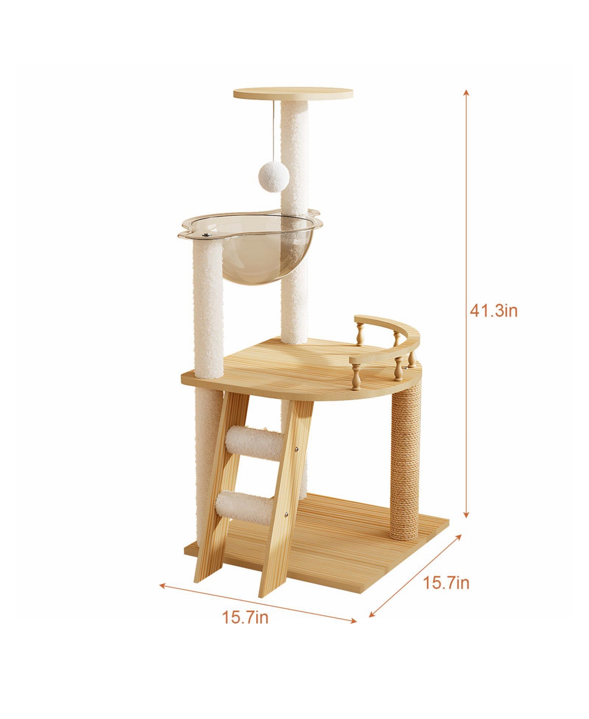 Zeus & Ruta 41.3" Wood Cat Tree - Top Perch + Condo
