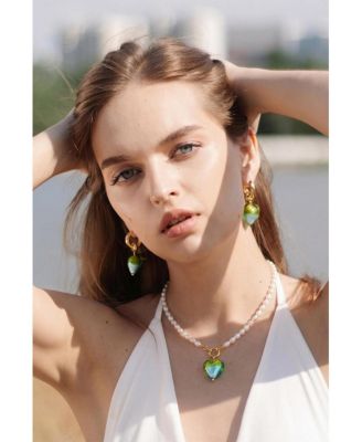 Esmee Glaze Heart Pendant Baroque Pearl Necklace