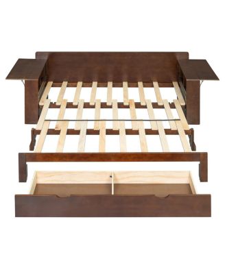 Daybed with Removable Desk, Storage Drawers & Hydraulic Side Table