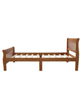 Wood Platform Bed Twin Sleigh Bed Frame with Headboard/Footboard