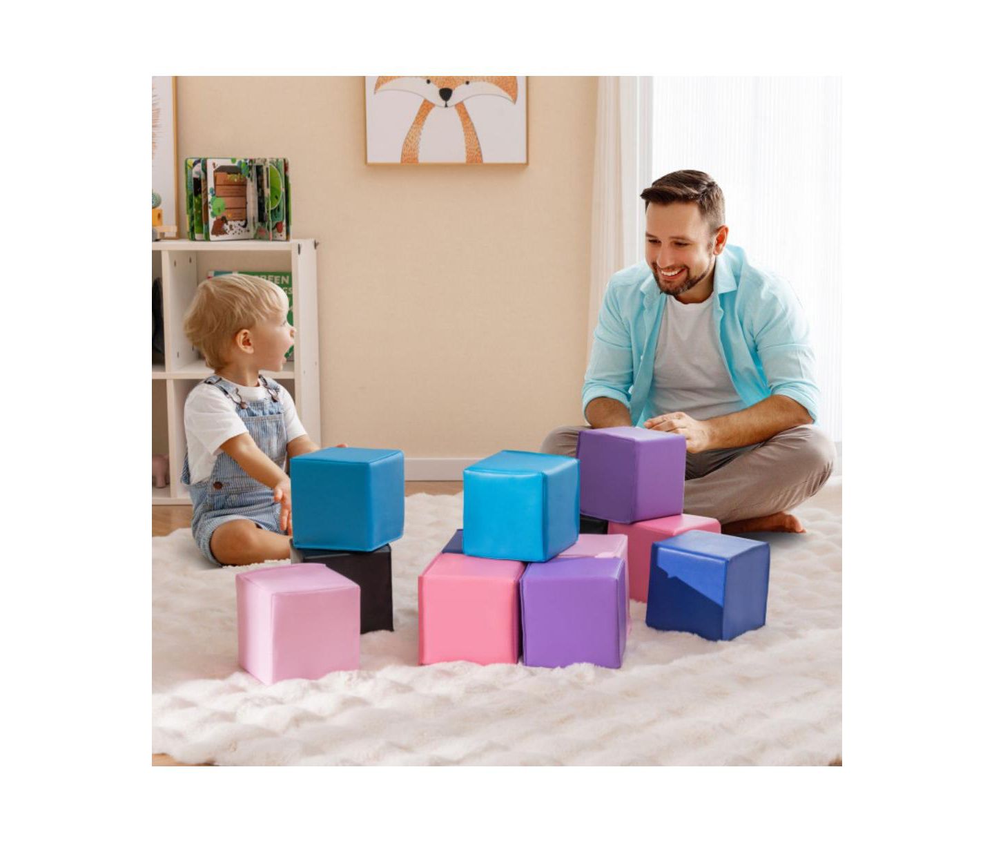 Детский конструктор HONGGE Soft Foam Stacking Sensory Learning 12-Piece Building Set, Ages 3+, цвет: Разноцветный — фото 7