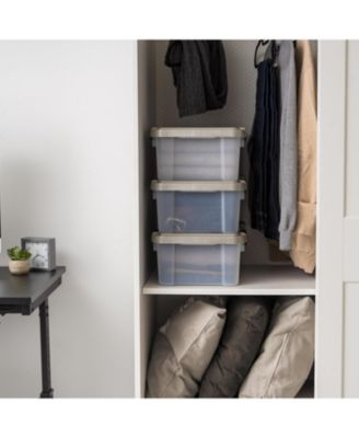 USA 16 Qt Storage Bins with Gasket Seal Lid, Clear/Chrome, 3Pk