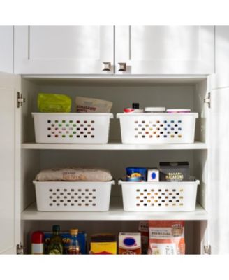 USA Medium Plastic Basket Storage, 4Pk, White