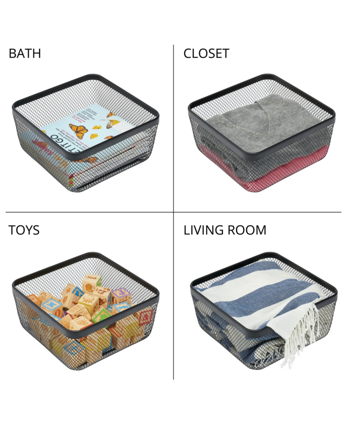 mDesign Metal Mesh Pantry Basket for Kitchen Storage