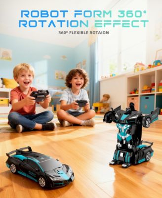 1:18 RC Transforming Robot Car with One-Click Deformation, 2.4GHz RC Car with LED Lights, 360° Rotation & Demo Mode