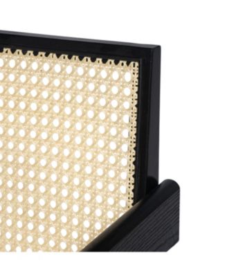 27", Modern Minimalist Bar Stool with Cane Seat, Solid Wood Frame