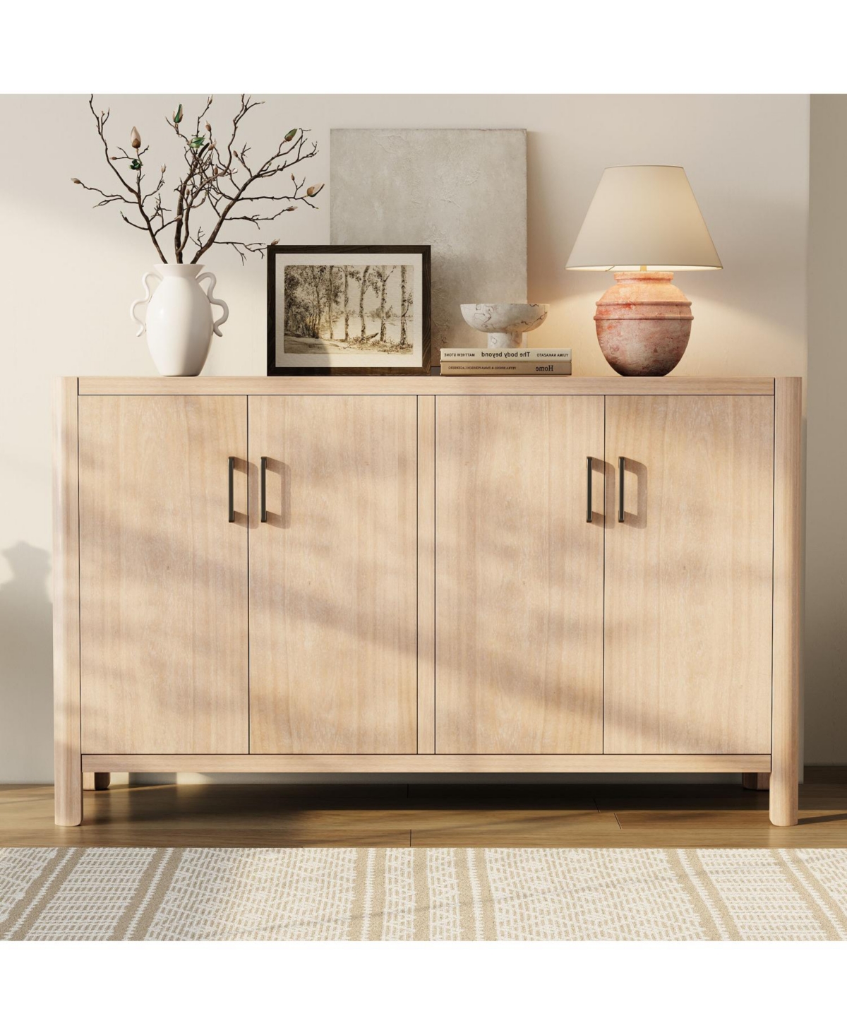 Streamdale Furniture Farmhouse 4-Door Cabinet - Distressed Finish